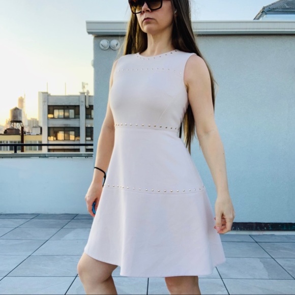 Kate Spade Rose Gold Studs Blush Pink A-Line Dress - Picture 2 of 15